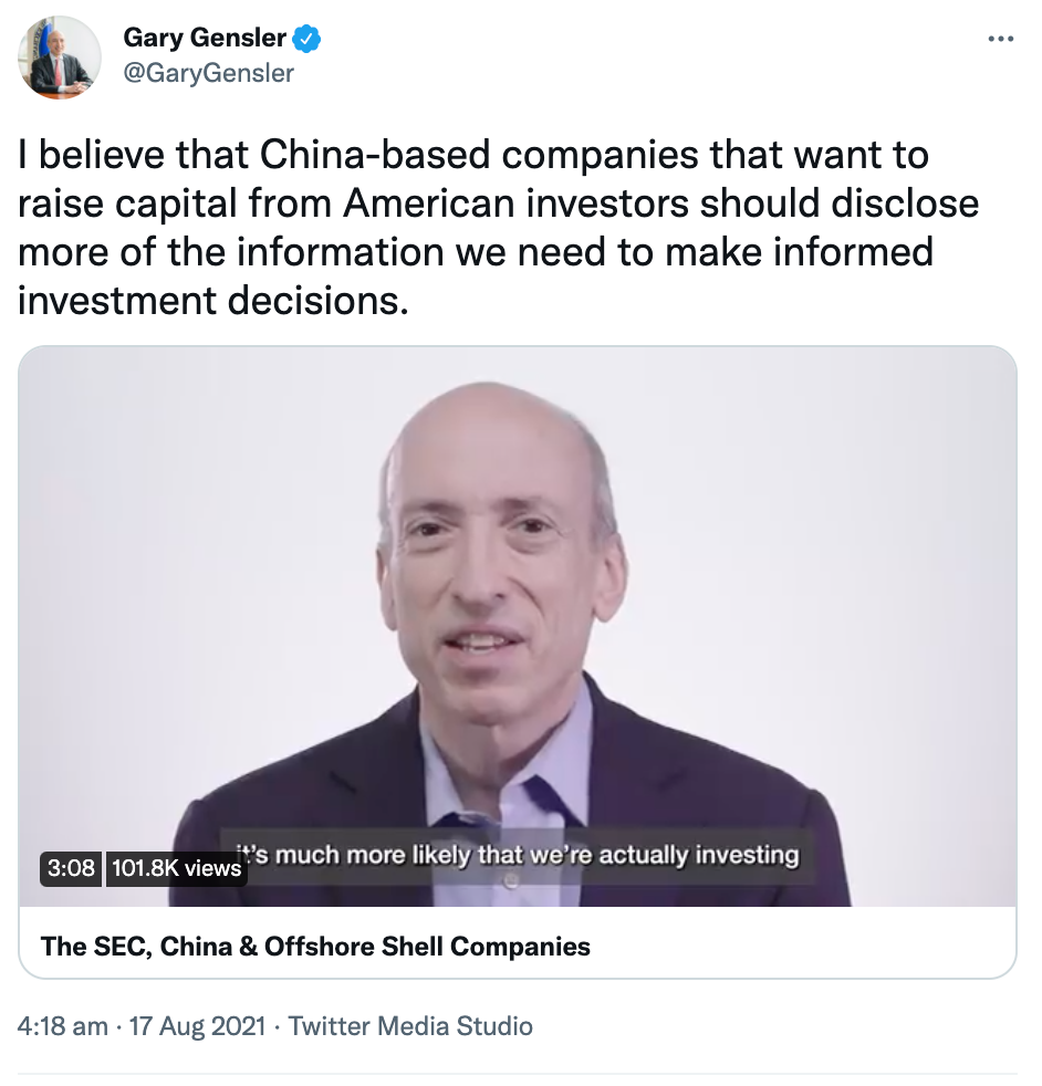 SEC主席：已暂时暂停中国公司使用壳公司赴美IPO，三年内不公开审计信息不予上市——_国际金融报社