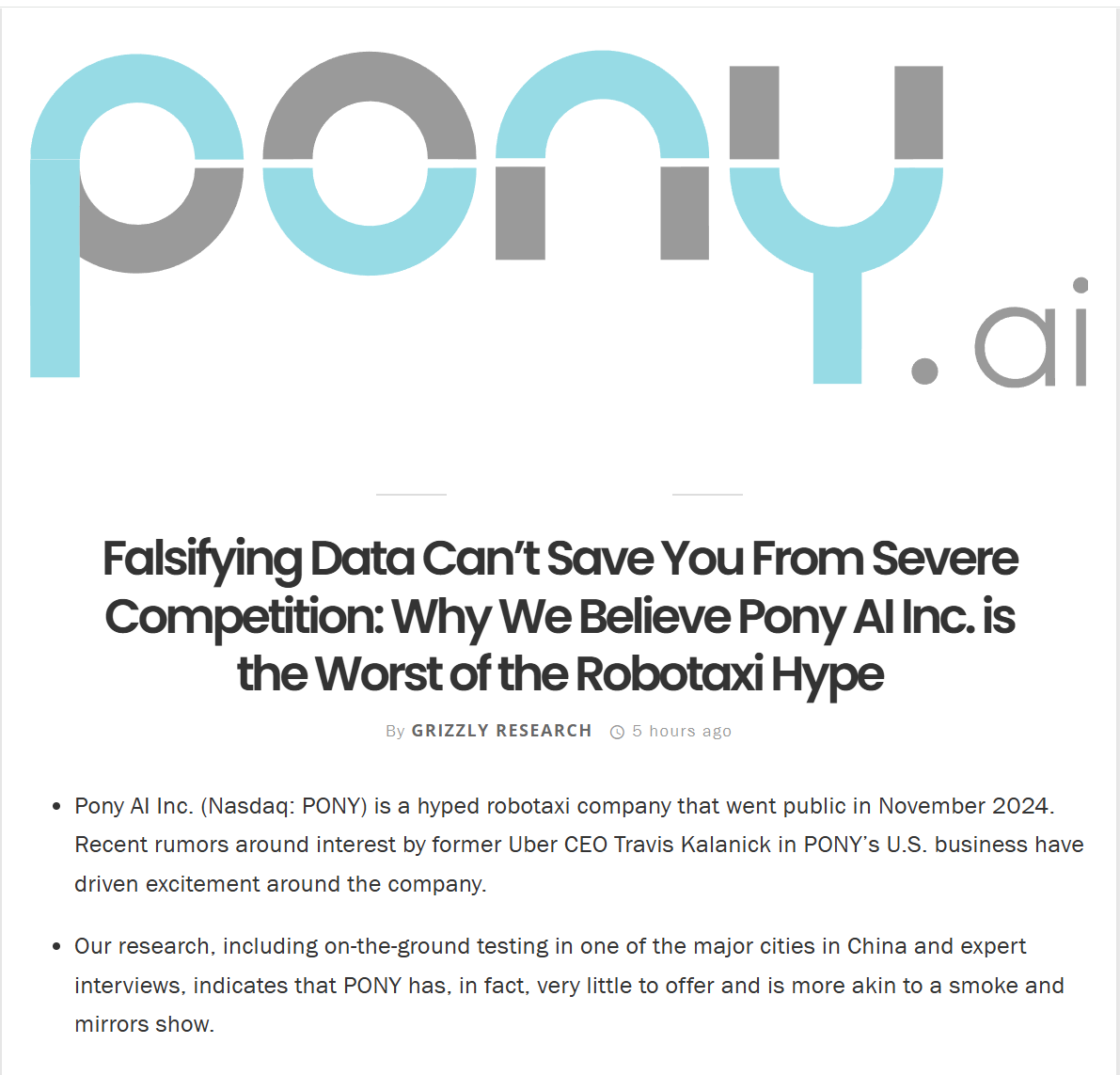 Robotaxi第一股”小马智行遭做空，持续亏损引担忧——_国际金融报社